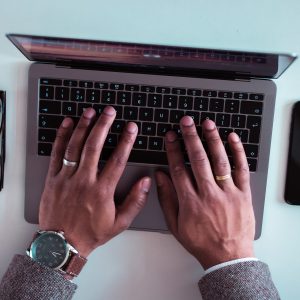 hands working from home