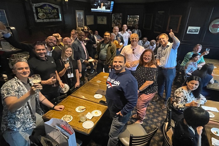 ACFO-ACAF members during a social mixer at a bar